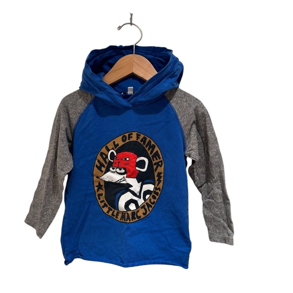 Little Marc Jacobs Blue and Gray Graphic Hoodie - size 3